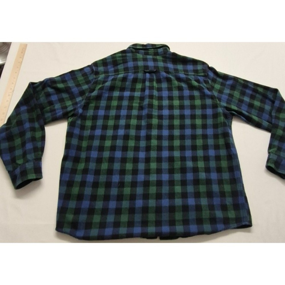 Eddie Bauer men's blue/green/black plaid flannel long sleeves shirt sz. XL - Picture 6 of 10